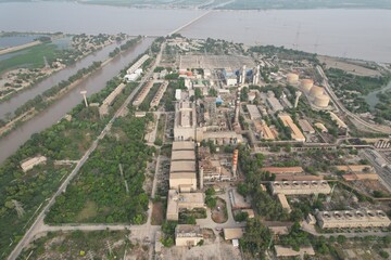 aerial view of city and grid station