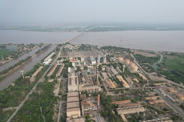 aerial view of city and grid station