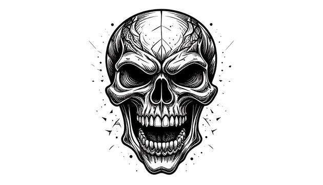 Intense skull graphic, detailed design