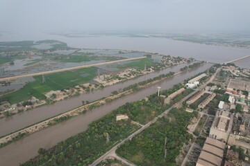 aerial view of city and grid station