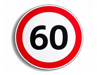 Fototapeta premium Mandatory Speed Limit 60 Sign Essential Traffic Regulation for Road Safety and Driver Compliance on public roads