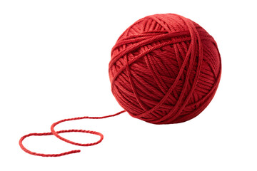 Red ball of yarn sits on AI generated by PNG