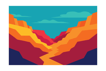 vector illustration of a vibrant abstract canyon artwork