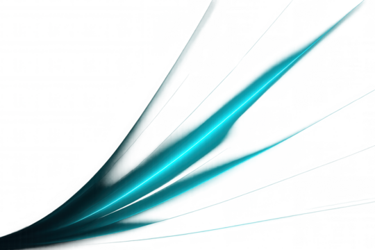 Blue light trails creating dynamic abstract pattern, glowing with electric energy against transparent backdrop