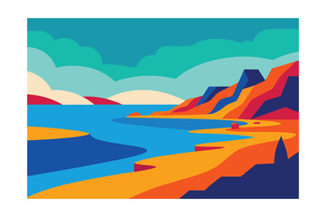 vector illustration of a vibrant abstract coastline
