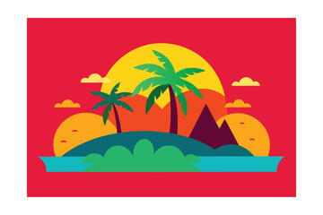 vector illustration of a vibrant abstract tropical view