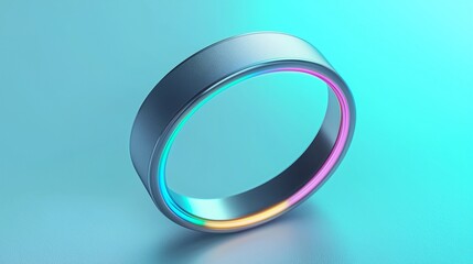 Close up macro of smart wearable biometric ring sensor detecting oxygen levels with glowing LED.