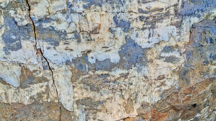 Textured Rock Surface Blue Yellow Patterns Cracks Natural Beauty Geology Macro Photography Nature Detail