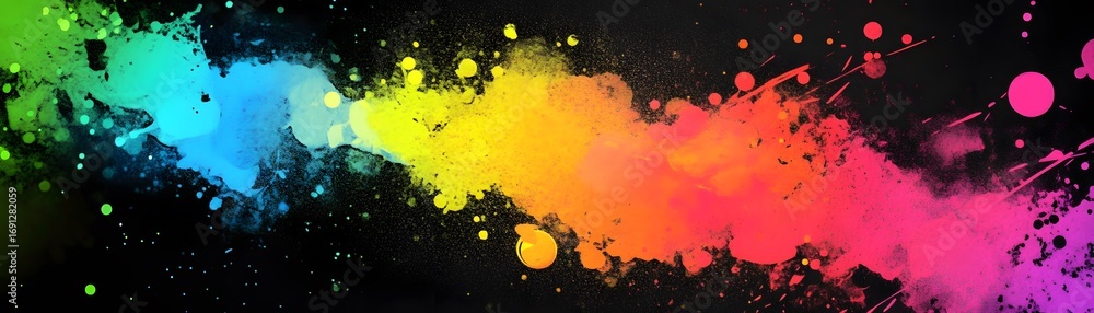 Poster vibrant splashes of color create a dynamic abstract design, showcasing a spectrum of hues against a 