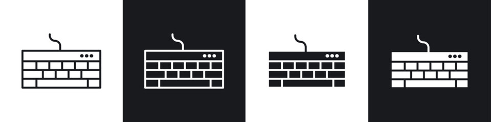 Keyboard icons in flat and thin stroke style