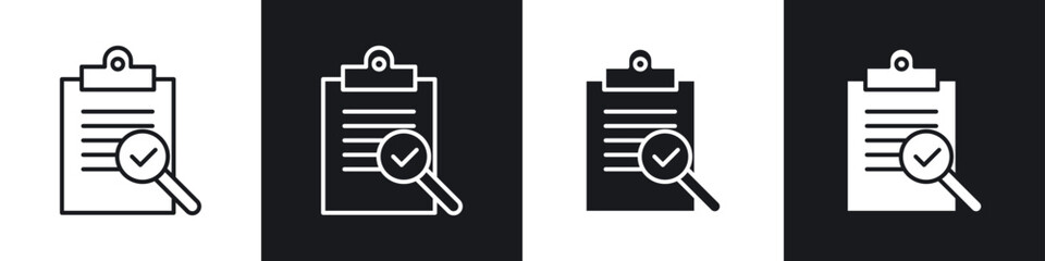 Inspection icons in flat and thin stroke style