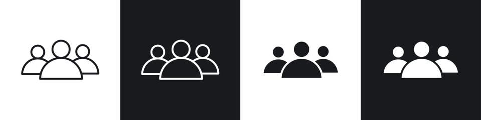 Group icons in flat and thin stroke style