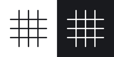 Grid icons in flat and thin stroke style