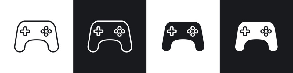 Gamepad icons in flat and thin stroke style © Bsbd