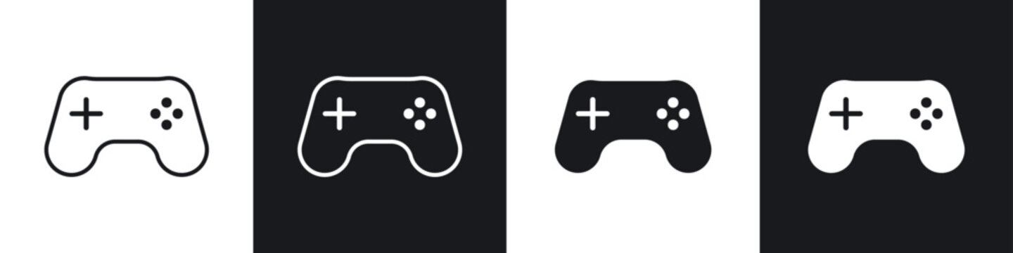 Gamepad icons in flat and thin stroke style