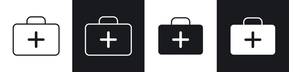Obraz premium First aid icons in flat and thin stroke style