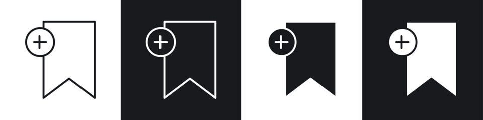 Obraz premium Bookmark add icons in flat and thin stroke style