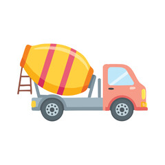 Fototapeta premium A colorful cement mixer truck, essential for construction projects