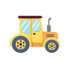 A yellow tractor illustration in cartoon style, great for kids design or educational purpose