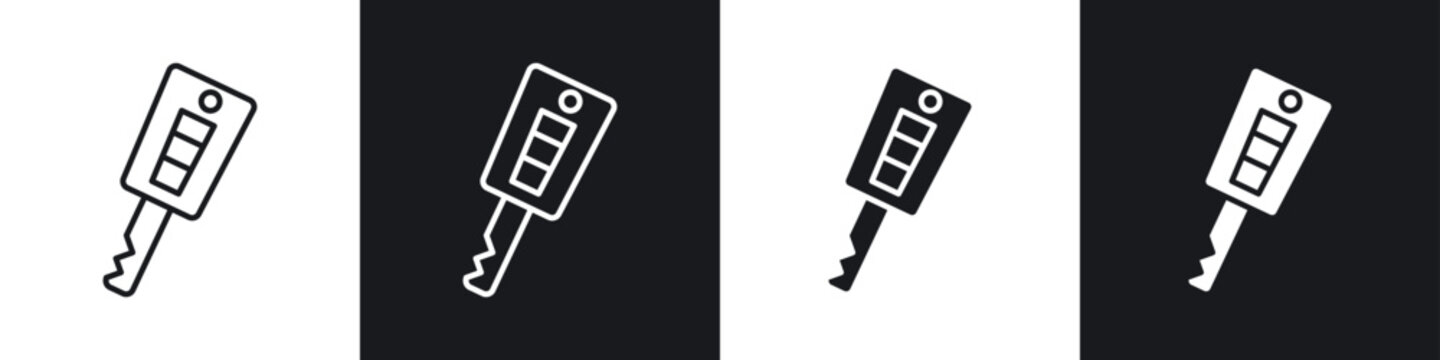 Car Key icons in flat and thin stroke style