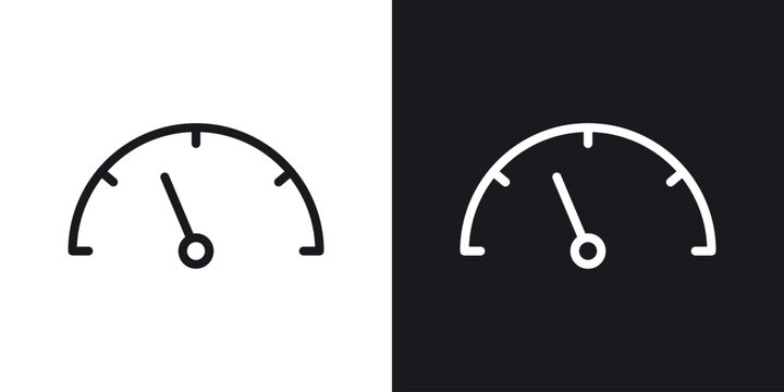 Speedometer icons in flat and thin stroke style