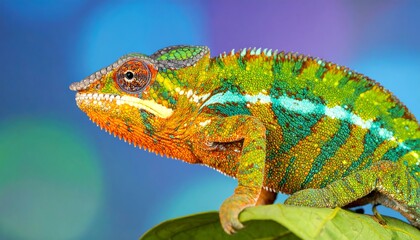 Obraz premium Close-up of a vibrant chameleon (1)