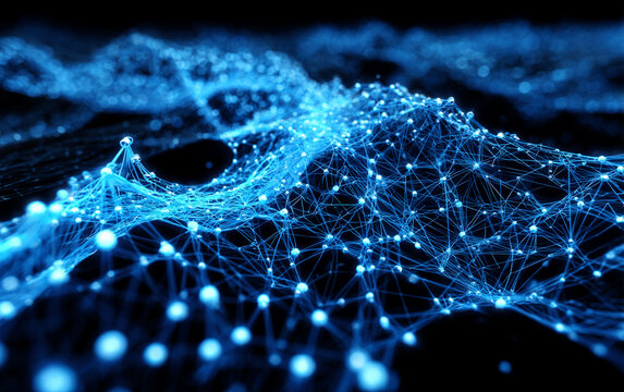 Abstract Digital Network Structure with Connected Nodes and Lines