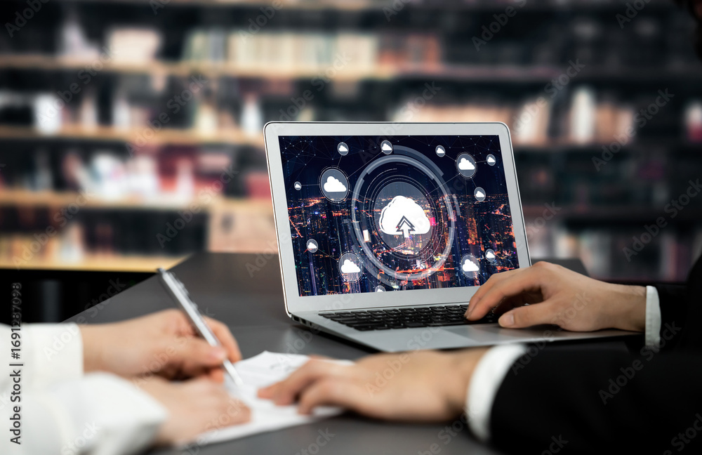 Poster cloud computing software for brisk remote work and personal data storage