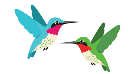 Obraz premium Colorful Hummingbirds Illustration