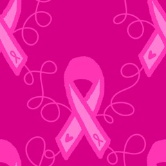 Breast cancer month seamless pink ribbon day mammogram pattern for medical accessories and medicine textiles