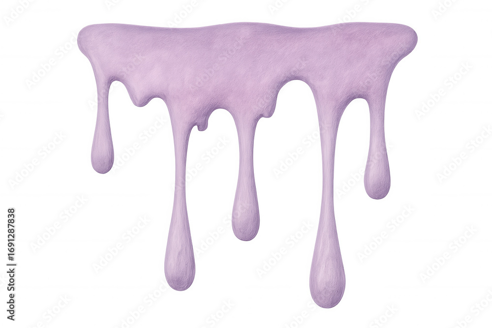 Aufkleber viscous lavender slime dripping down on a transparent background, creating a gooey and sticky effect