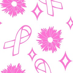 Breast cancer month seamless pink ribbon day mammogram pattern for medical accessories and medicine textiles