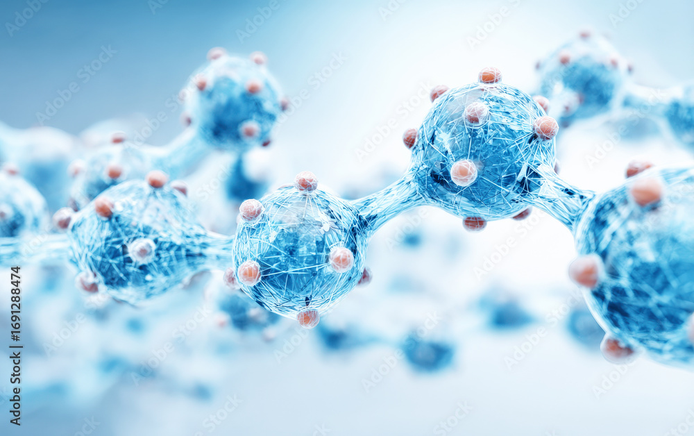 Poster close-up view of molecular structure showing atomic connections