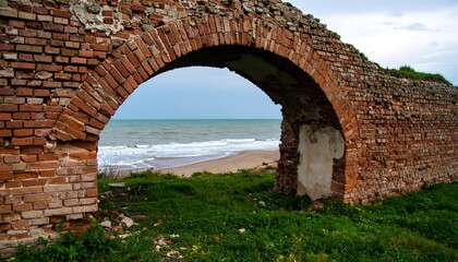 Brick Arch Ruin Overlooking Sea