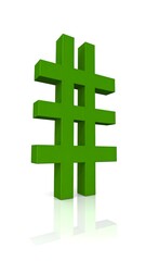 Obraz premium Green 3D symbol against white background