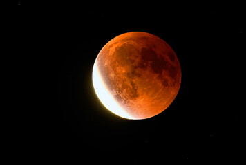 Lunar eclipse on night sky