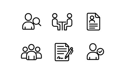 Minimal line icons for recruitment and human resources