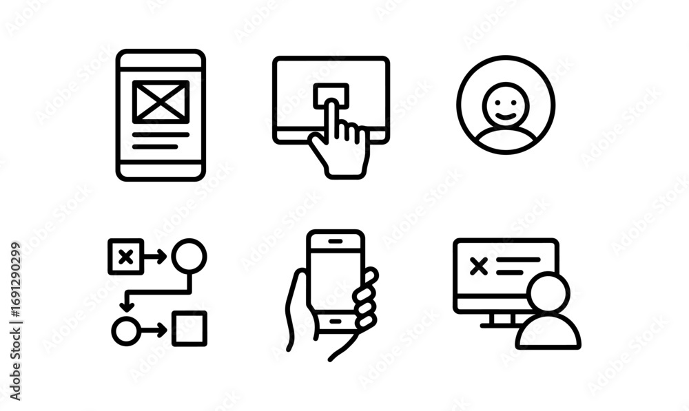 Poster minimalist line icons for mobile and web interface design