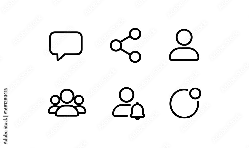 Poster minimalist communication and user interface icons for digital design