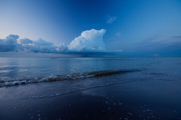View to the rain cloud over the North Sea