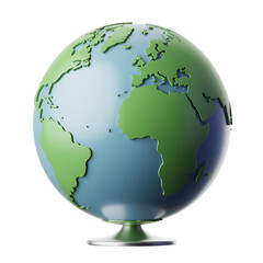 Fototapeta premium Realistic earth globe model displaying continents oceans and global environment for study and travel transparent background
