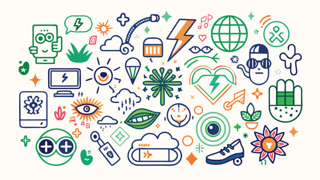 Vibrant chaotic psychedelic collage retro collage abstract collage funky art style vector