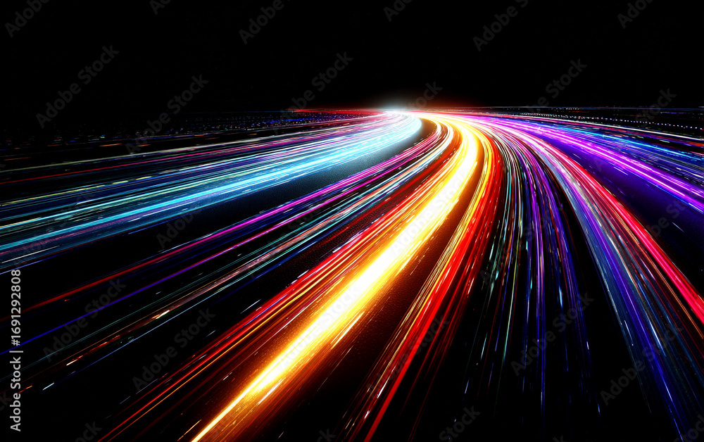 Poster colorful light trails creating a dynamic and futuristic scene