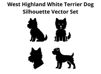 West Highland White Terrier Dog Silhouette Vector Set