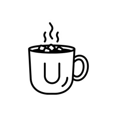 Hot Chocolate Mug with Marshmallows and "U" Design