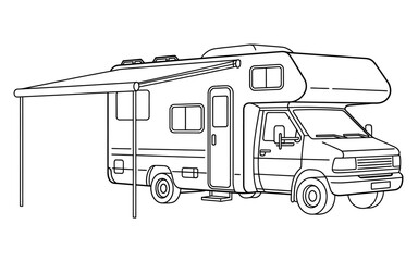 Illustration of a Recreational Vehicle RV Ready for Camping Adventure Perfect for Summer Vacation and Road Trips