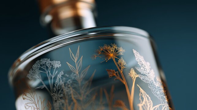 Blank botanical gin bottle template for craft distillery. Packaging design mockup. Premium spirits - Powered by Adobe