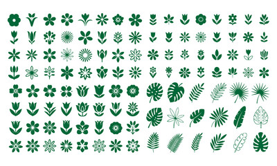 ropical leaves, palm leaves silhouettes, diverse collection, black shapes, design elements, artistic embellishments, leaf vector