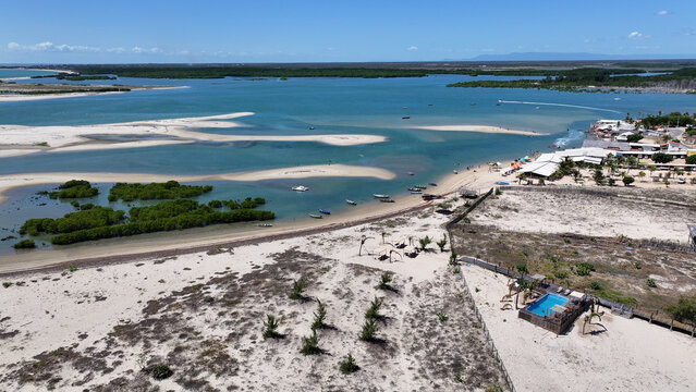 Macapa Beach At Luis Correia In Piaui Brazil. Beach Landscape. Nature Seascape. Travel Destination. Macapa Beach At Luis Correia In Piaui Brazil. Turquoise Water.