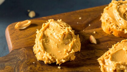 Peanut butter on toast slices